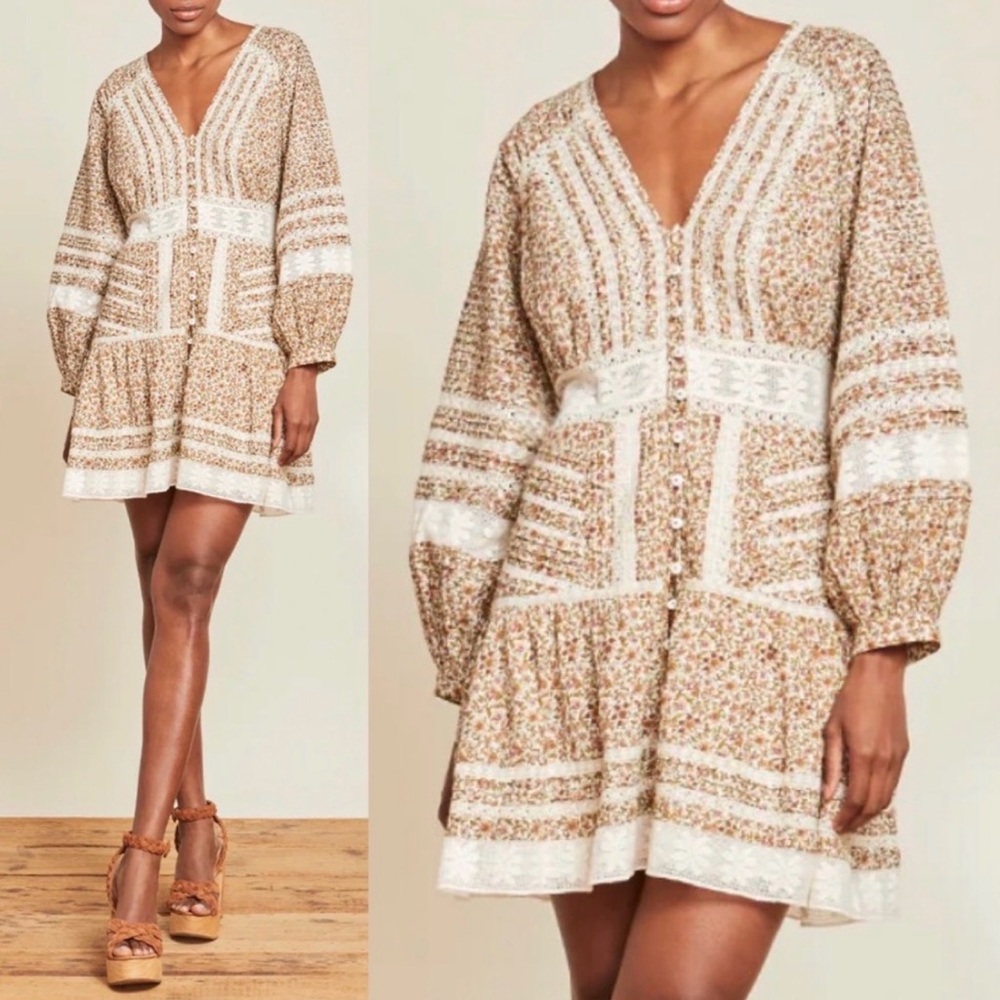 Veronica Beard Addilyn Floral V-Neck Long Sleeve Dress
